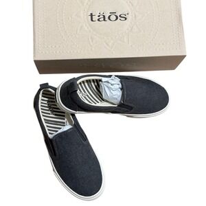 NEW Taos Rubber Soul Charcoal Gray Canvas Slip-Ons Shoes Loafers Womens 7.5
